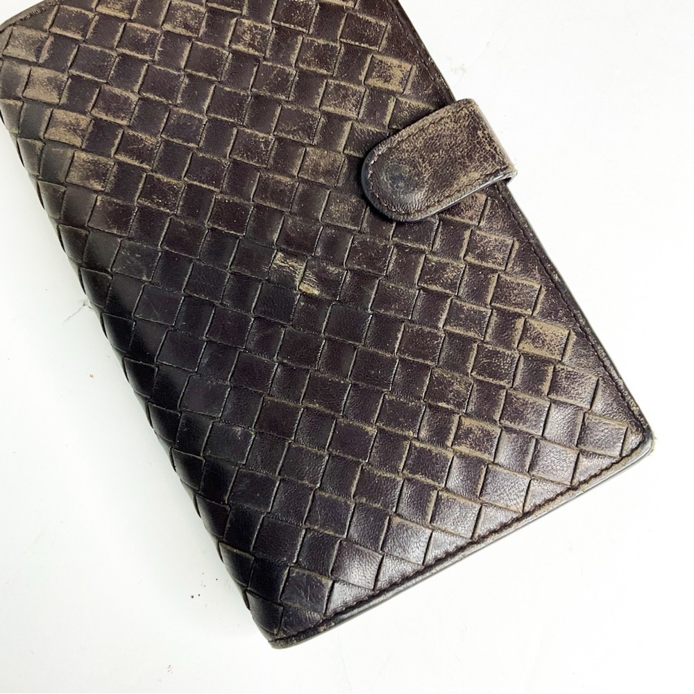 Bottega Veneta Wallet Brown Woven Leather Zip Around Organizer - Picture 2 of 10